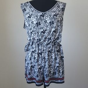 MAX STUDIO XL romper with red stripe ties waist